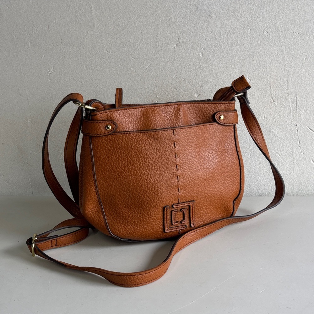 Liz Claiborne Tan leather Crossbody Saddlebag Bag